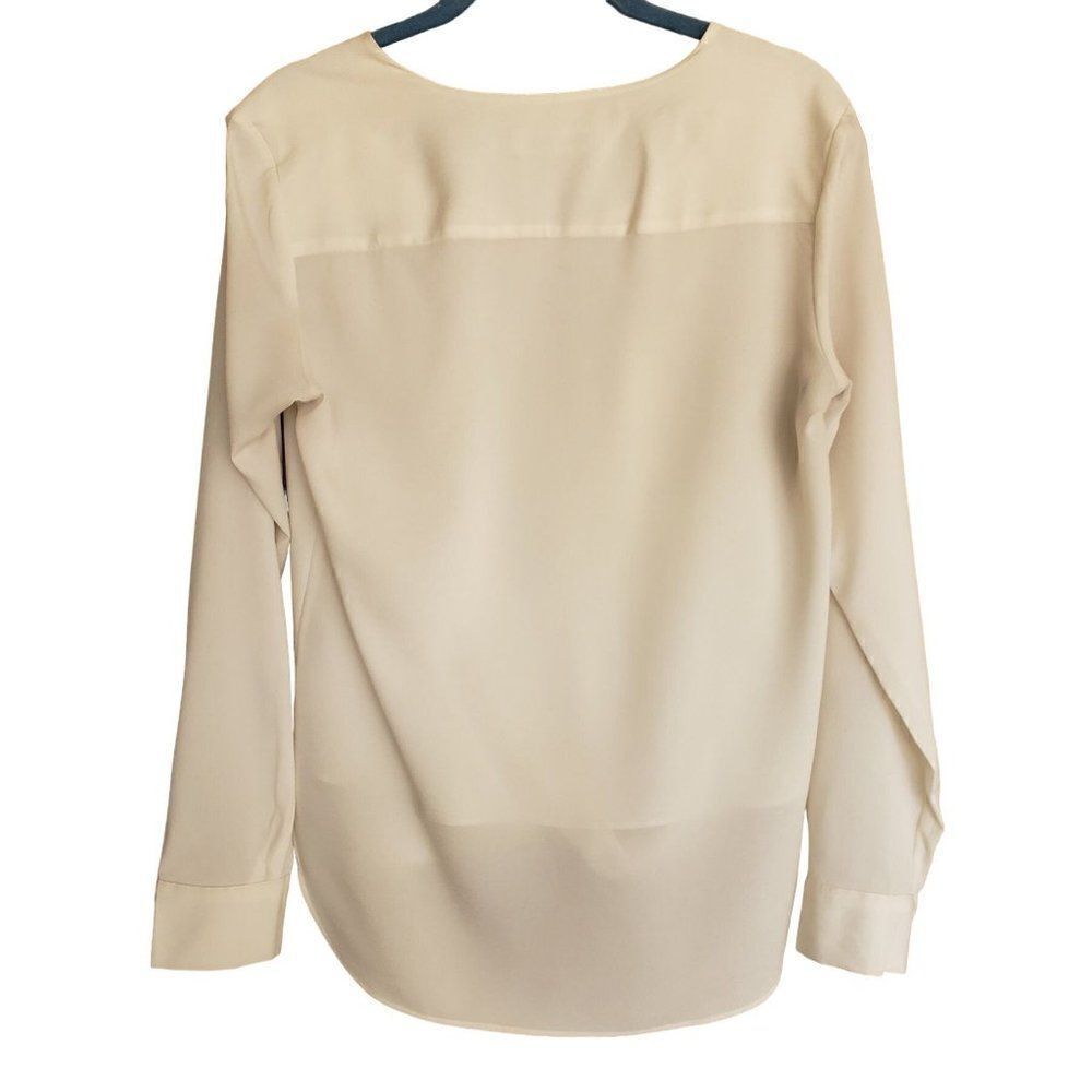 Calvin Klein Women's Dressy Blouse White Drape Top Wrap Long Sleeve XS NWOT - Picture 9 of 9